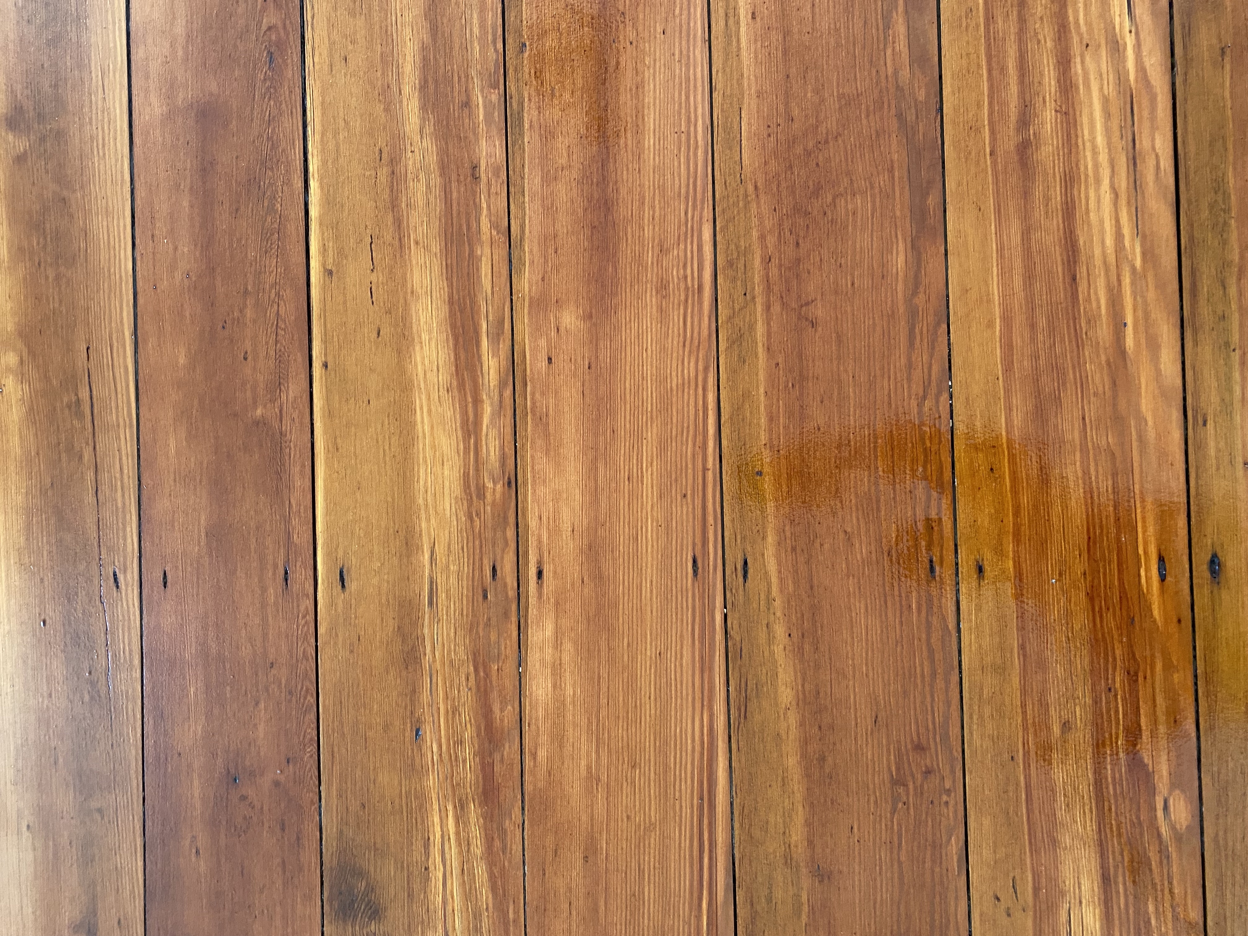 Completed antique hardwood floor restoration in an older home