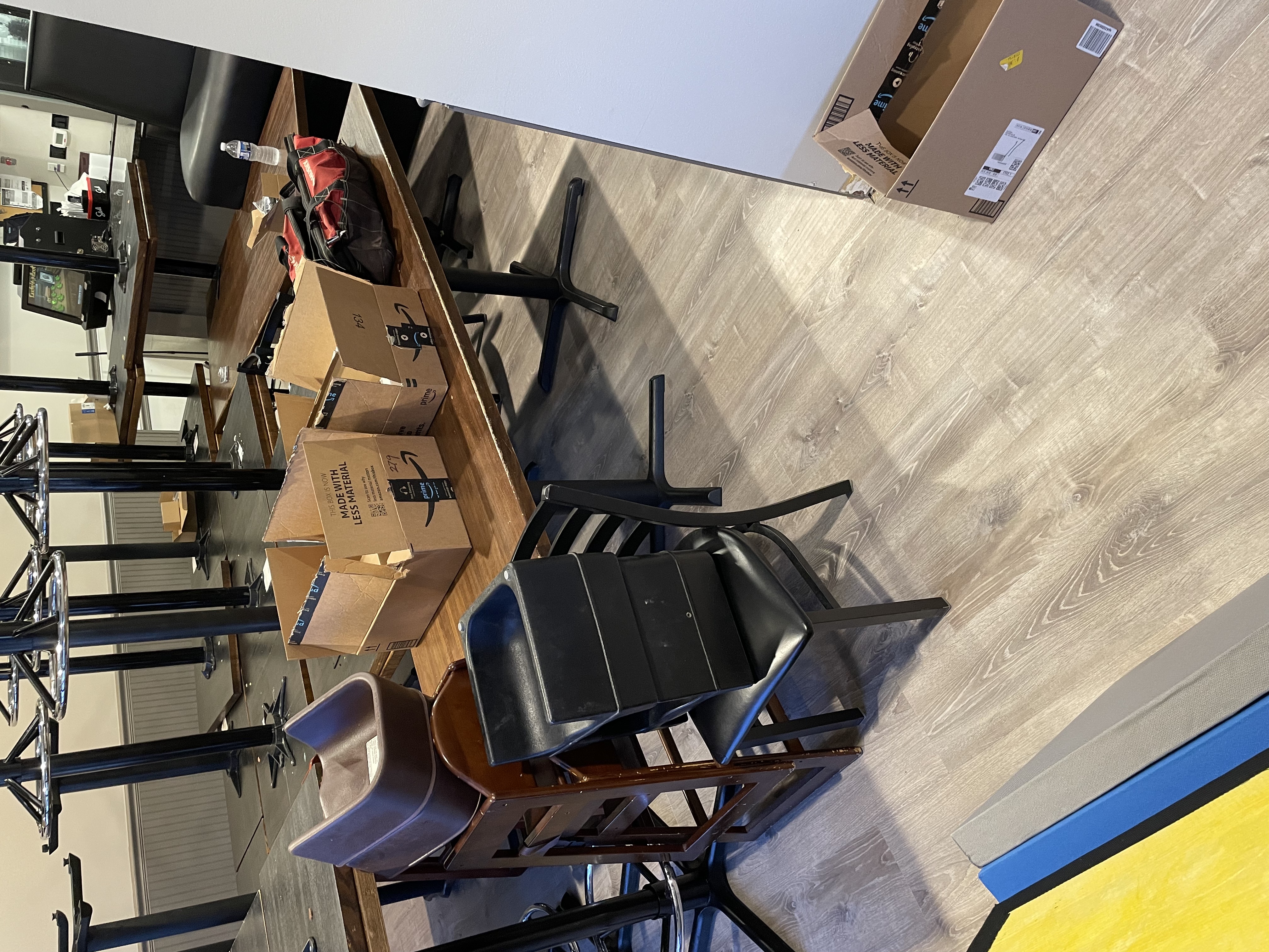 New luxury vinyl plank flooring installed in a commercial interior